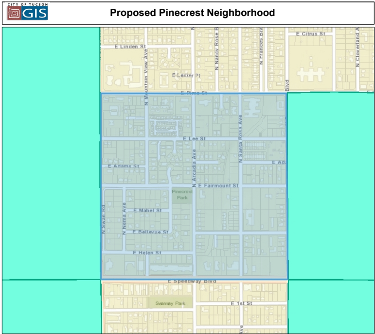 Map of Pinecrest neighborhood